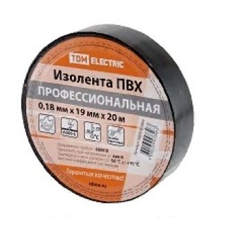 Изолента TDM профессиональная  19мм х 20м черная  (10/200)