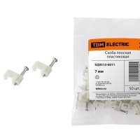 Скоба TDM плоская  7мм 50шт белая (50)