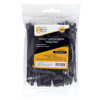 Хомут нейлоновый 2.5x100 черный 100шт Omnyx (500)