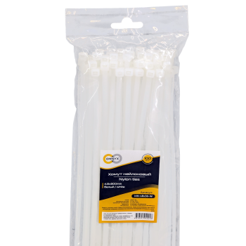 Хомут нейлоновый 4.8x300 белый 100шт Omnyx (100)