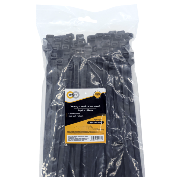 Хомут нейлоновый 7.6x300 черный 100шт Omnyx (55)