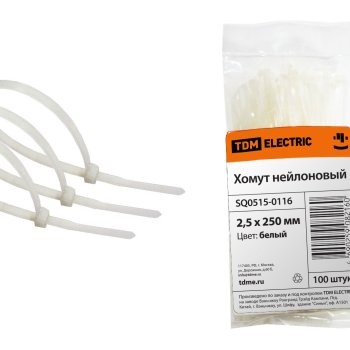 Хомут 2.5x250 белый 100шт TDM (20)
