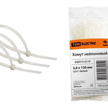 Хомут 3.6x150 белый 100шт TDM (20)