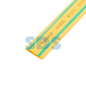 Трубка термоусадочная ТУТнг 12/6 желто-зеленый 1м Rexant (50)