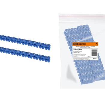 Маркер наборный "6" синий 1,5 мм2 (150шт.) (10)