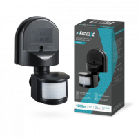 Датчик движения инфракрасный настенный Neox 08Ч 1200Вт 180° 12м IP44 черный (50)