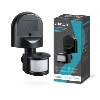Датчик движения инфракрасный настенный Neox 08Ч 1200Вт 180° 12м IP44 черный (50)