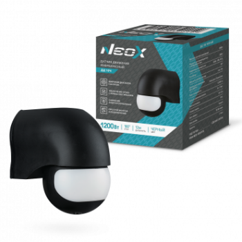 Датчик движения инфракрасный Neox 10Ч 1200Вт 180 гр. 12м IP44 черный