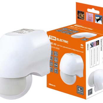 Датчик движения TDM ДДС-03 1100Вт 180° 10м белый IP44 (50)