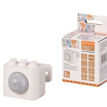 Датчик движения TDM ДДС-Н-01  100Вт 120°  6м белый IP20 Народный (100)