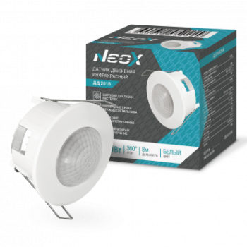 Датчик движения инфракрасный встраиваемый Neox 201 1200Вт 360гр 6м IP20 белый