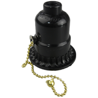 Патрон карболит подвесной кольцо Е27 выключатель-цепочка Ecola