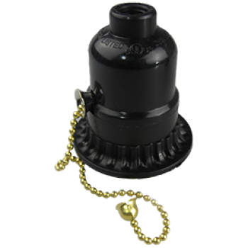 Патрон карболит подвесной кольцо Е27 выключатель-цепочка Ecola