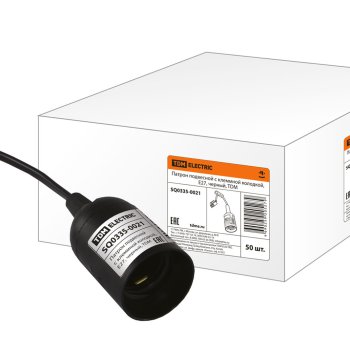 Патрон пластик подвесной Е27 клемма TDM штрихкод (50)