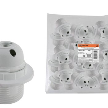 Патрон пластиковый подвесной кольцо Е27 белый TDM (50)