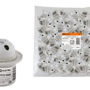 Патрон пластик подвесной кольцо Е27 белый TDM штрихкод (50)