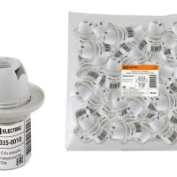 Патрон пластик подвесной кольцо Е14 белый TDM штрихкод (50)