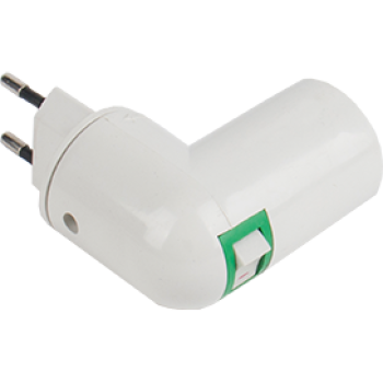 Переходник вилка-Е14 выключатель Ecola белый