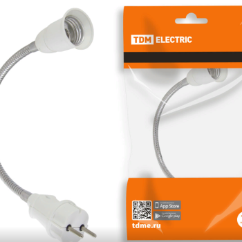 Переходник вилка-Е27 300мм TDM белый (12)