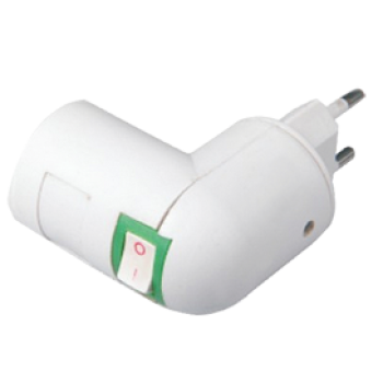 Переходник вилка-Е27 выключатель Ecola белый