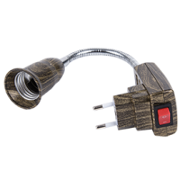 Переходник гибкий вилка-Е27 150мм выключатель Ecola чернёная бронза