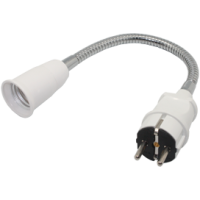 Переходник гибкий вилка-Е27 300мм Ecola белый