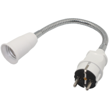 Переходник гибкий вилка-Е27 300мм Ecola белый