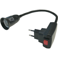 Переходник гибкий вилка-Е27 300мм выключатель Ecola чёрный