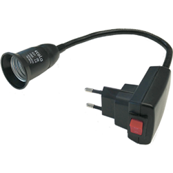 Переходник гибкий вилка-Е27 300мм выключатель Ecola чёрный