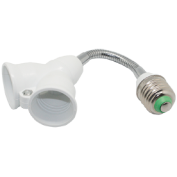 Переходник гибкий Е27-Е27x2 150мм Ecola белый