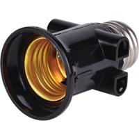 Переходник Е27-Е27 выходы на розетки Ecola чёрный