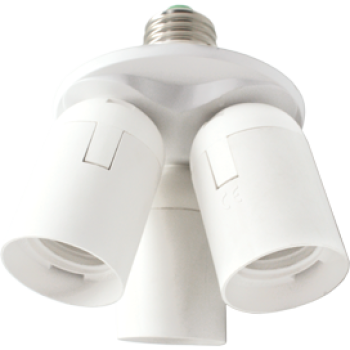 Переходник Е27-Е27x3 Узкий Ecola белый