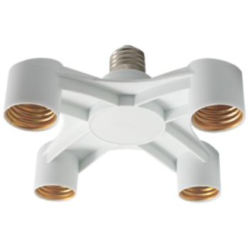 Переходник Е27-Е27x4 Широкий Ecola белый