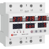 Реле напряжения и тока трехфазное 63A EKF MRVA-3