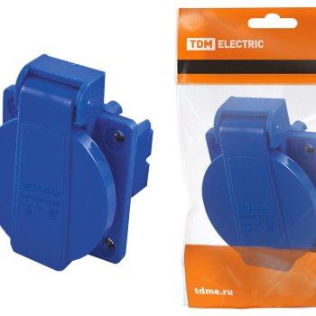 Розетка TDM РП10-3 панельная (крышка,16А,з/к) (20)
