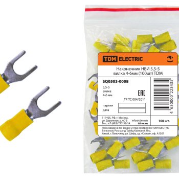 Наконечник вилка изолированный 5.5-5 4-6мм² TDM НВИ 100шт
