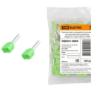 Наконечник штыревой втулочный изолированный двойной 1.0мм²-8 TDM НШвИ(2) 100шт (30)