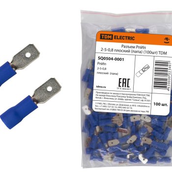 Разъем плоский изолированный папа РпИп 2-5-0.8 100шт TDM