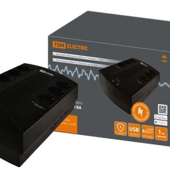Источник бесперебойного питания ИБП TDM 850ВА 6 розеток +2USB (2)