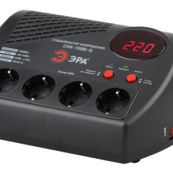 Стабилизатор напряжения ЭРA СНК- 1000-Ц компактный, 1000 ВА, с цифровым дисплеем, 4 розетки с/з (4)