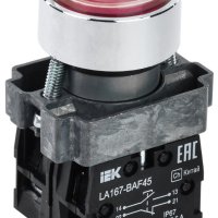 Кнопка IEK LA167-BAF45 1з+1р красный IP65 (10)