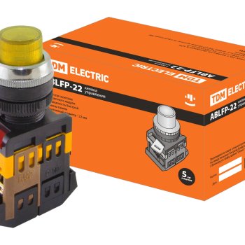 Кнопка TDM ABLFP-22 d22мм 1з+1р 230В подсветка жёлтый (10)