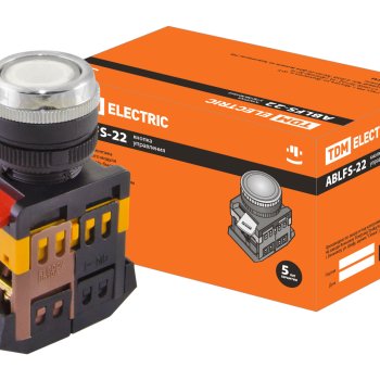 Кнопка ABLFS-22 белый d22мм неон/230В 1з+1р TDM
