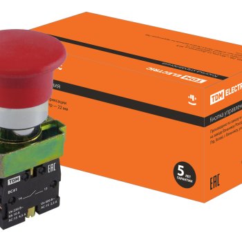 Кнопка TDM BC41 Гриб 1з красный (10)