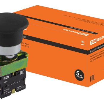 Кнопка TDM BС21 Гриб 1з черный