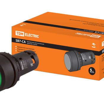 Кнопка TDM SB7-CAL35 1з+1р зеленая с фиксацией (10)
