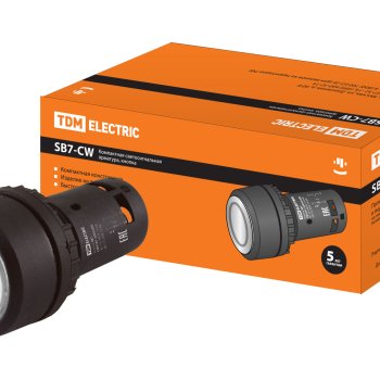 Кнопка TDM SB7-CW3161-220V LED 1з белый (10)