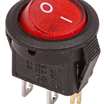Выключатель Rexant вкл-выкл  3А подсветка круг красный (10)