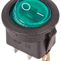 Выключатель Rexant вкл-выкл  6А подсветка круг зеленый (10)