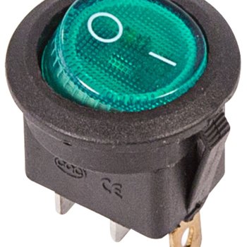 Выключатель Rexant вкл-выкл  6А подсветка круг зеленый (10)